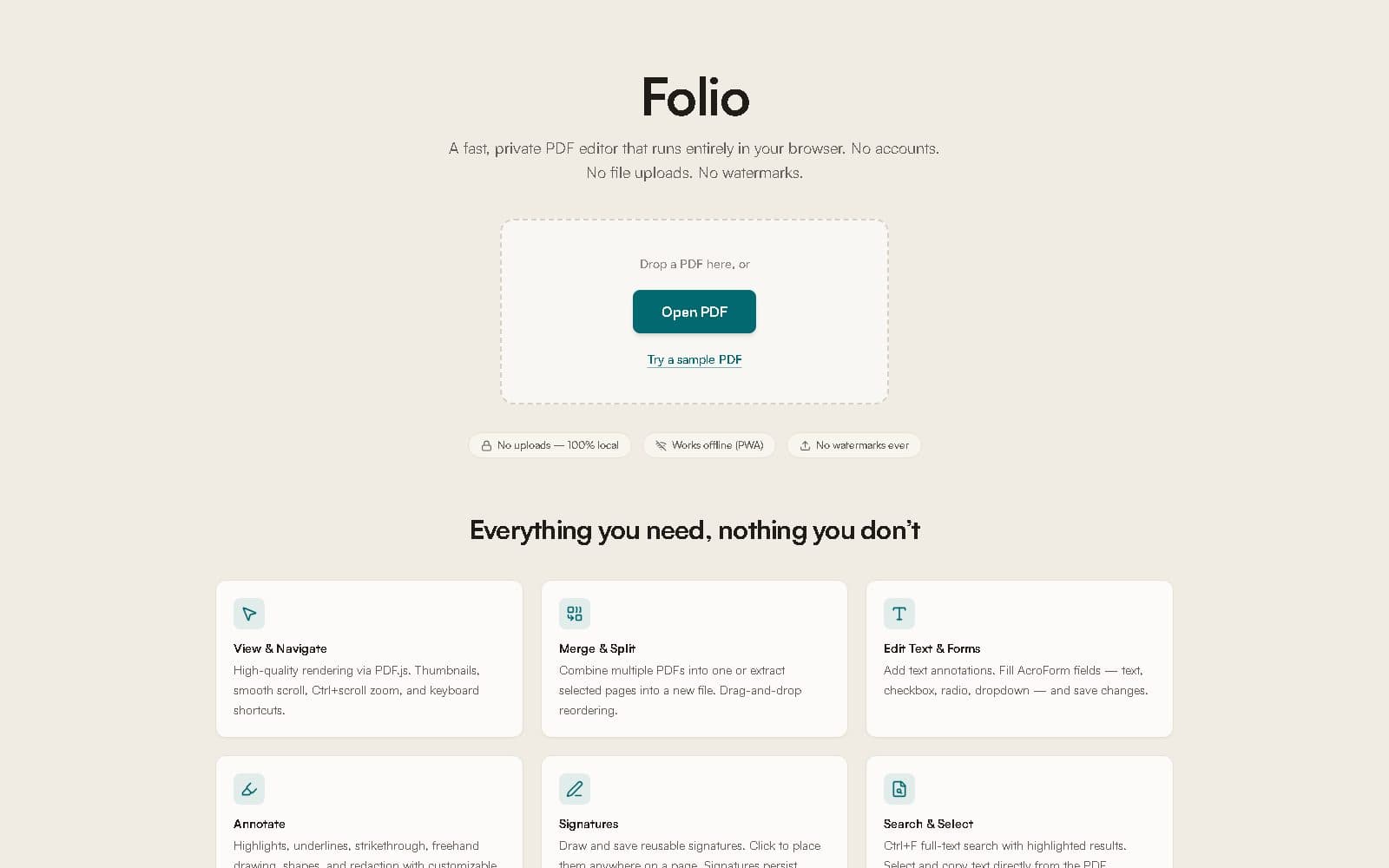 Screenshot of Folio