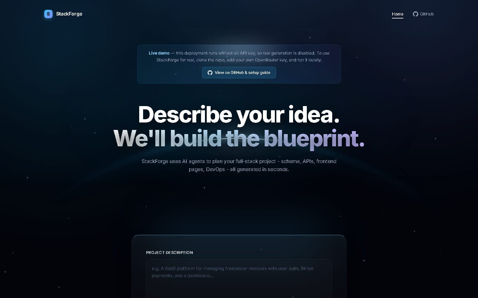 Screenshot of StackForge
